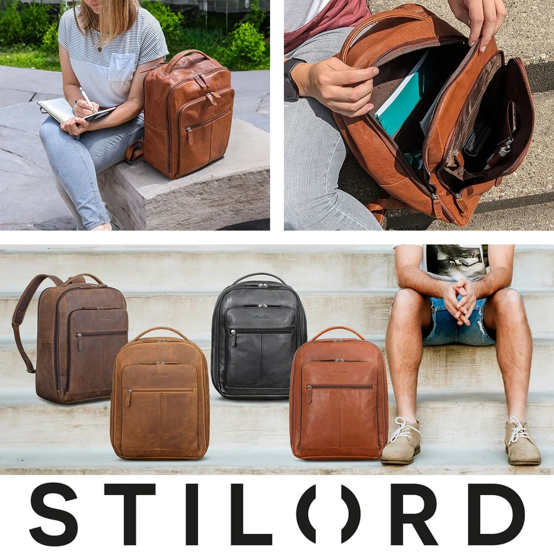 "Gordon" Geschmackvoller Rucksack Leder Herren und Damen