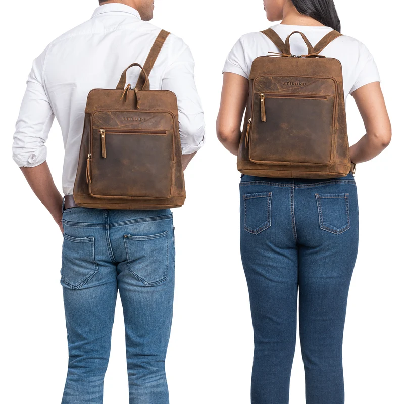 "Camden" Moderner Lederrucksack Damen Echtleder Mittelgroß 14 Zoll