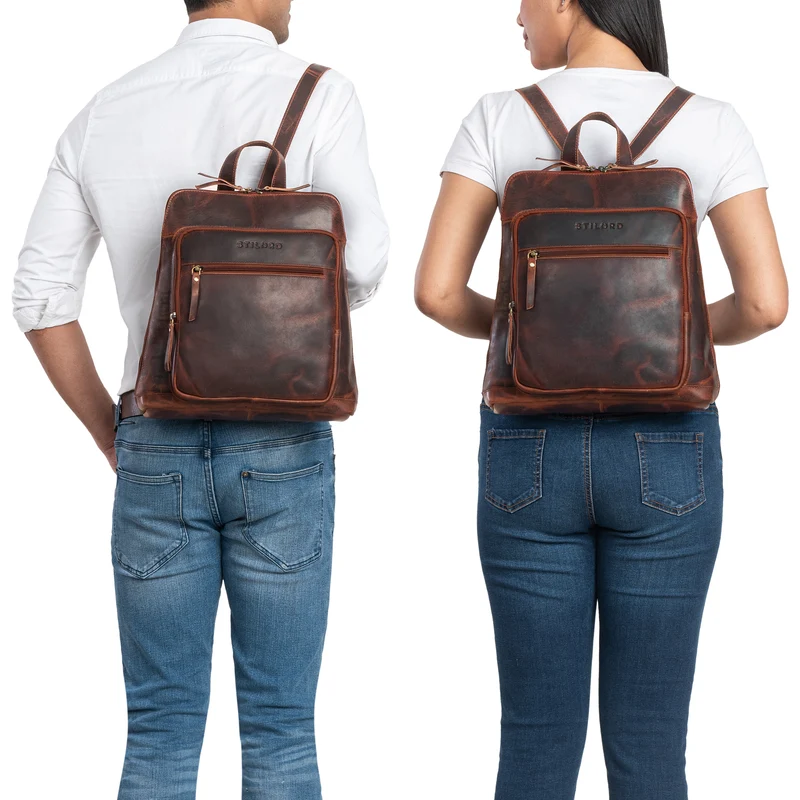 "Camden" Moderner Lederrucksack Damen Echtleder Mittelgroß 14 Zoll