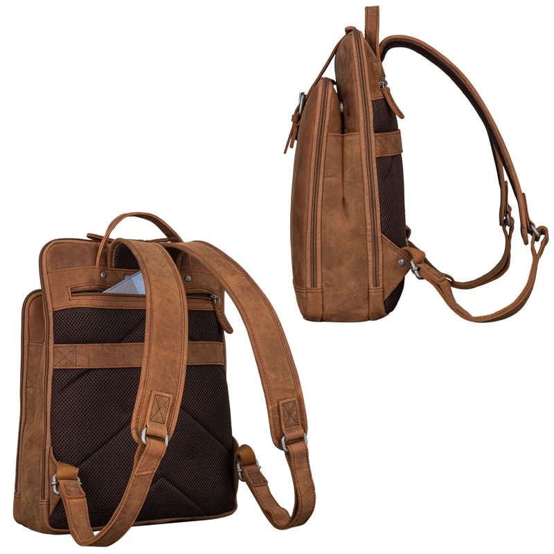 "Rena" Stylischer Vintage Tagesrucksack Leder Groß Unisex