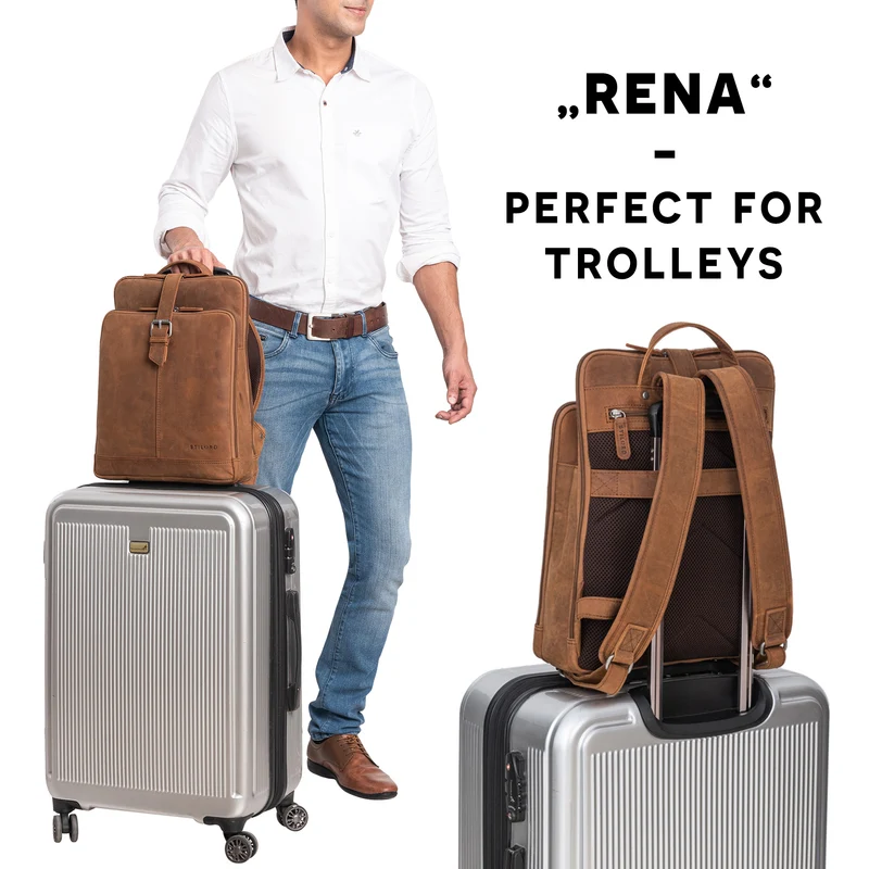 "Rena" Stylischer Vintage Tagesrucksack Leder Groß Unisex