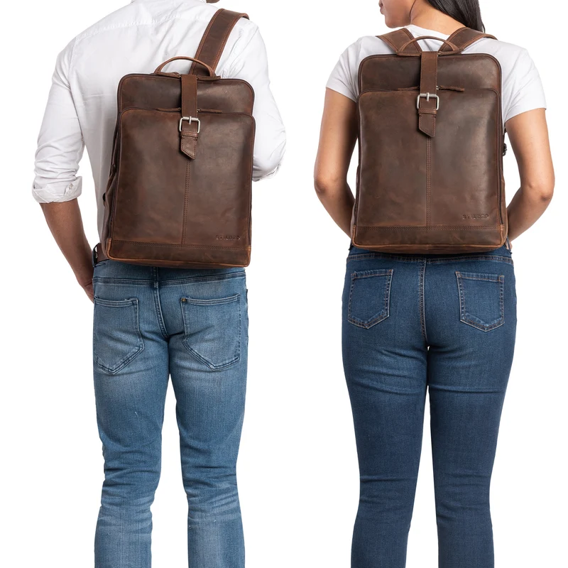 "Rena" Stylischer Vintage Tagesrucksack Leder Groß Unisex