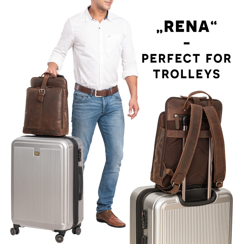 "Rena" Stylischer Vintage Tagesrucksack Leder Groß Unisex