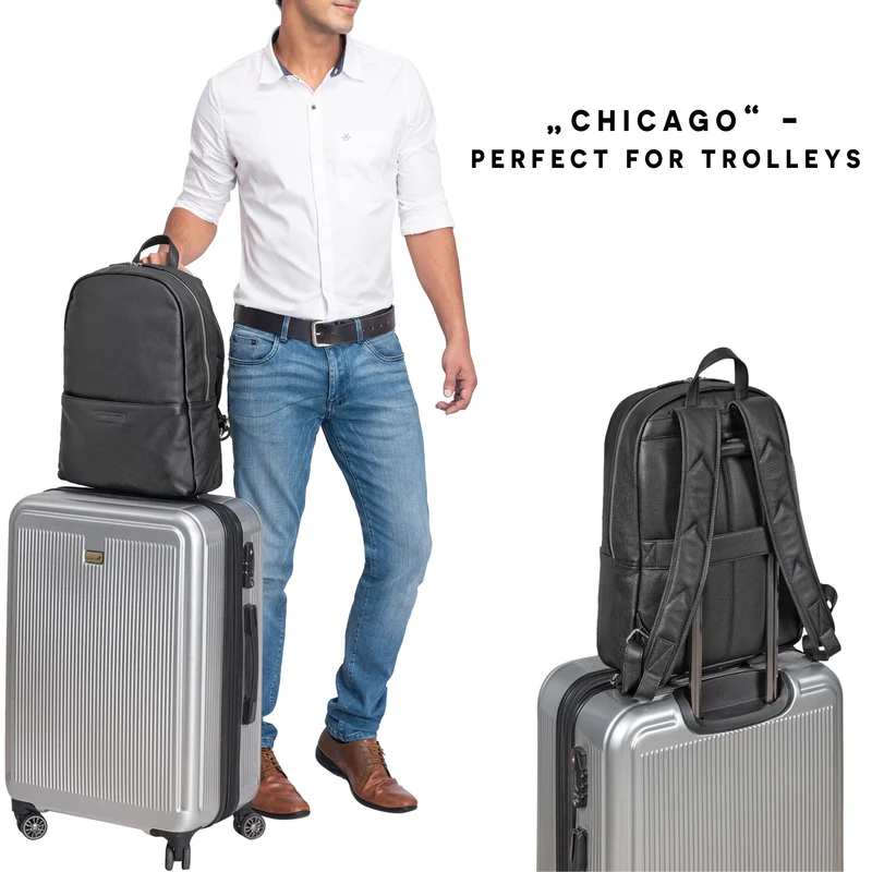 "Chicago" Leder Rucksack mit Laptopfach 13,3 Zoll
