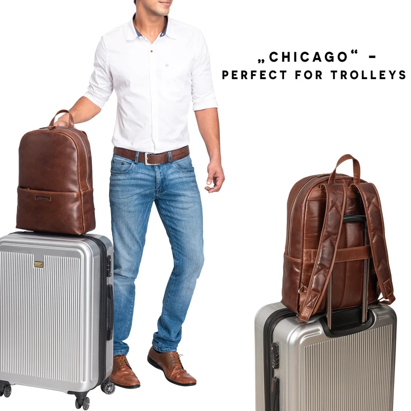"Chicago" Leder Rucksack mit Laptopfach 13,3 Zoll