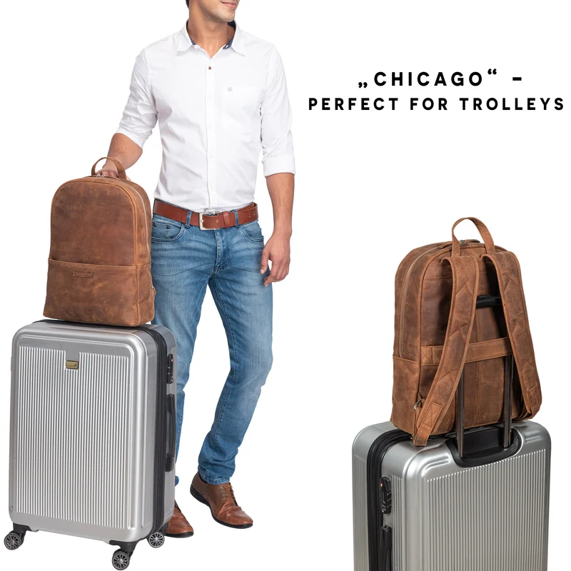 "Chicago" Leder Rucksack mit Laptopfach 13,3 Zoll