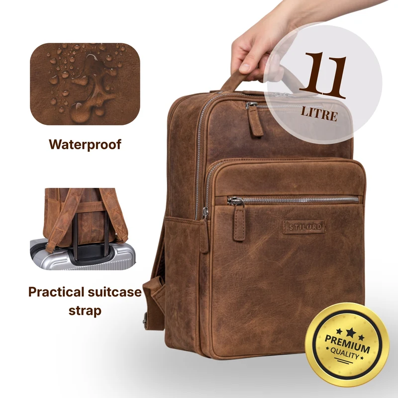 "Kaya" Premium Leder Rucksack Damen Elegant Laptopfach 14 Zoll