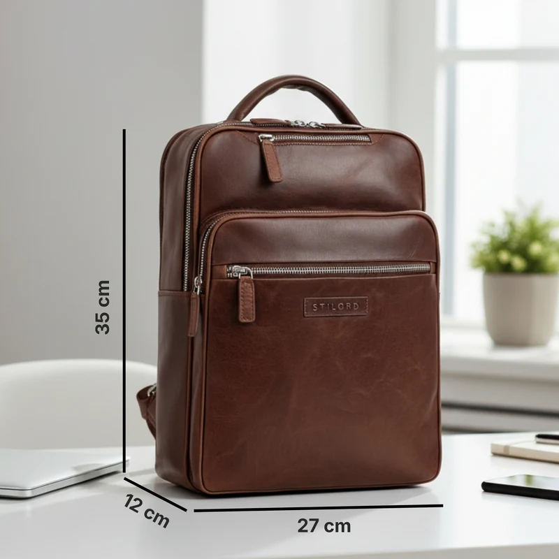 "Kaya" Premium Leder Rucksack Damen Elegant Laptopfach 14 Zoll