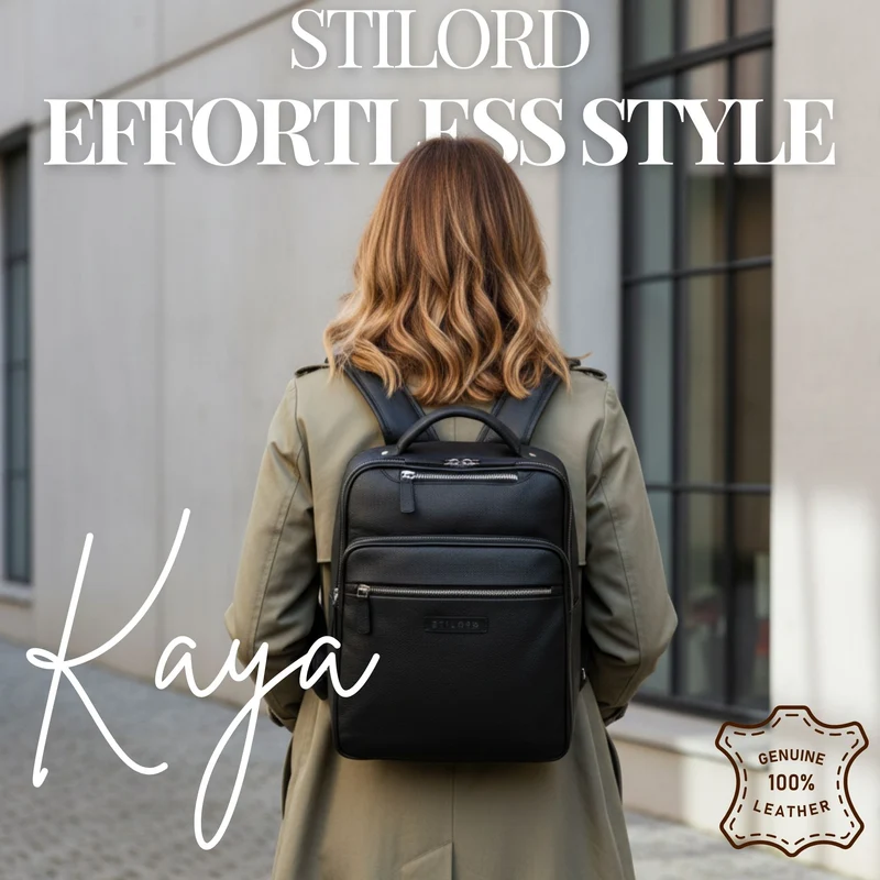 "Kaya" Premium Leder Rucksack Damen Elegant Laptopfach 14 Zoll