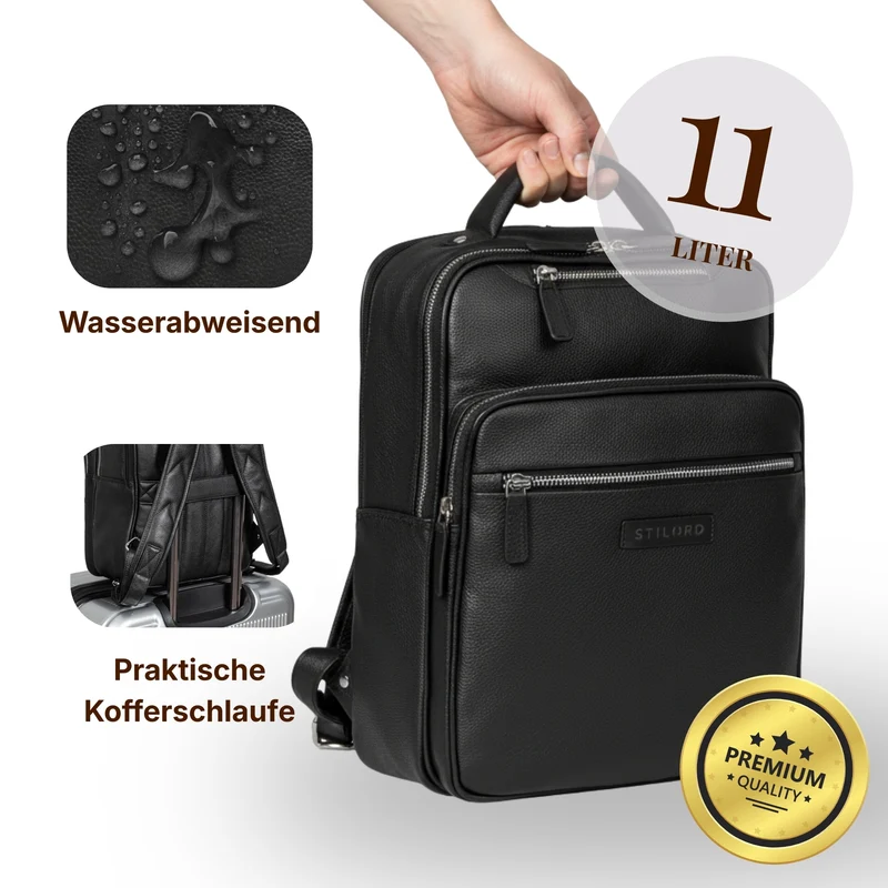 "Kaya" Premium Leder Rucksack Damen Elegant Laptopfach 14 Zoll