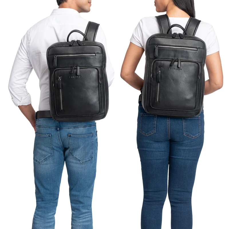 "Valera" Leder Business Rucksack viele Fächer Damen Herren mittelgroß