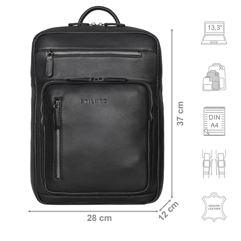 "Valera" Leder Business Rucksack viele Fächer Damen Herren mittelgroß