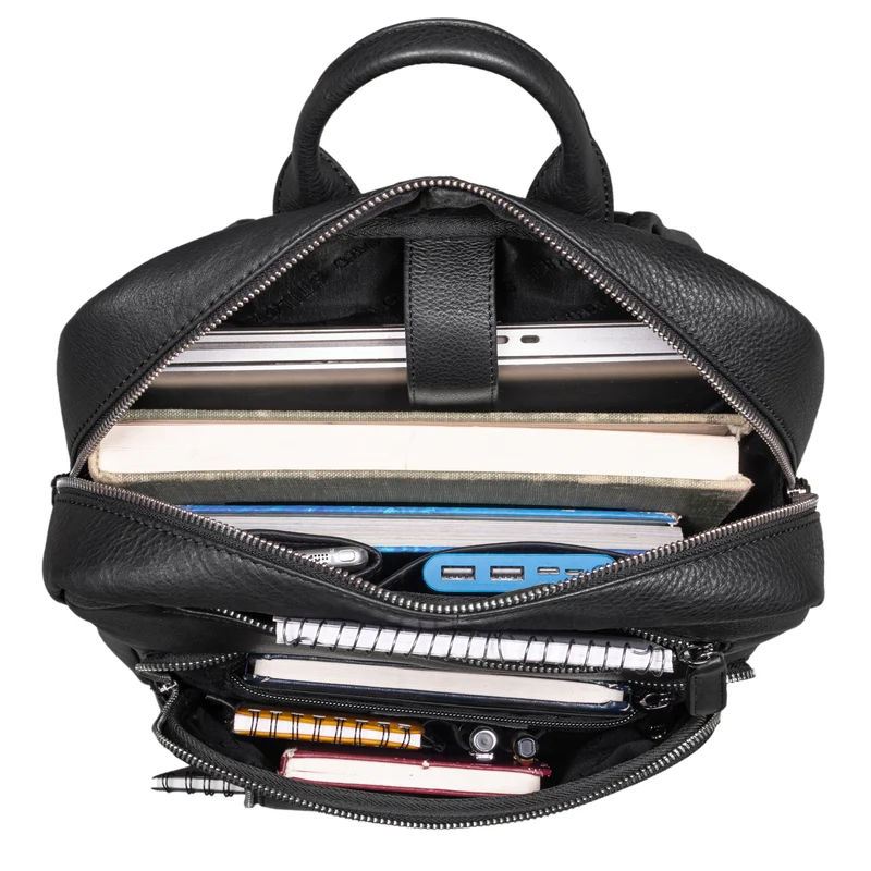 "Valera" Leder Business Rucksack viele Fächer Damen Herren mittelgroß