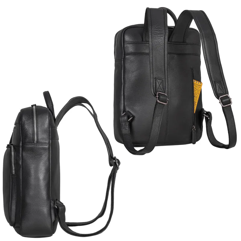 "Valera" Leder Business Rucksack viele Fächer Damen Herren mittelgroß