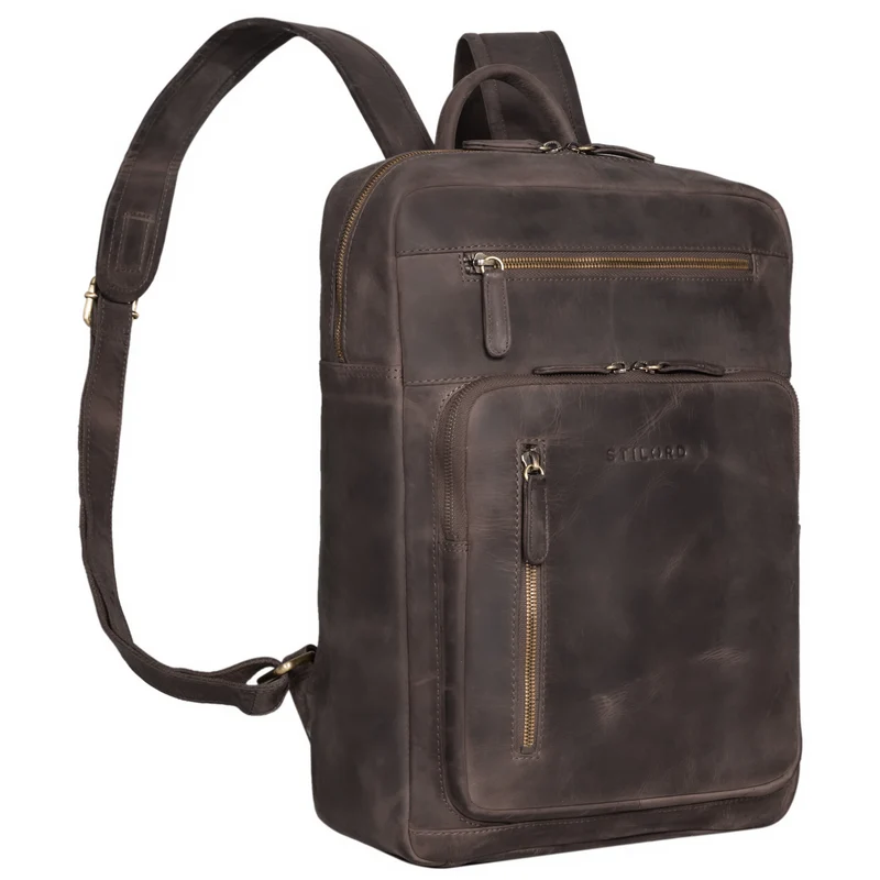 "Valera" Leder Business Rucksack viele Fächer Damen Herren mittelgroß