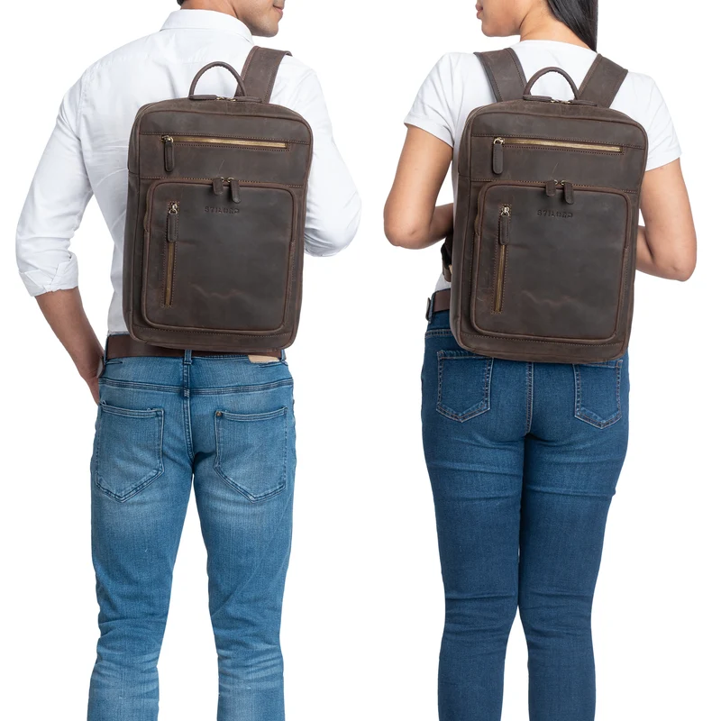 "Valera" Leder Business Rucksack viele Fächer Damen Herren mittelgroß