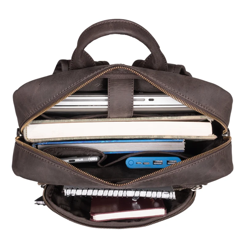 "Valera" Leder Business Rucksack viele Fächer Damen Herren mittelgroß