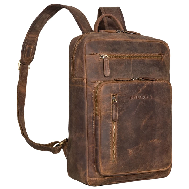 "Valera" Leder Business Rucksack viele Fächer Damen Herren mittelgroß