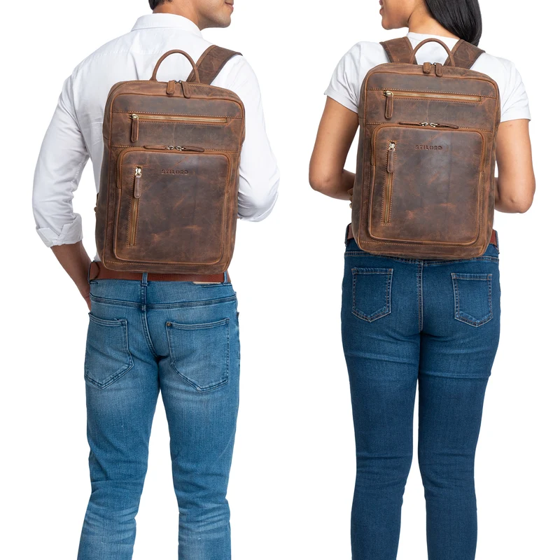 "Valera" Leder Business Rucksack viele Fächer Damen Herren mittelgroß