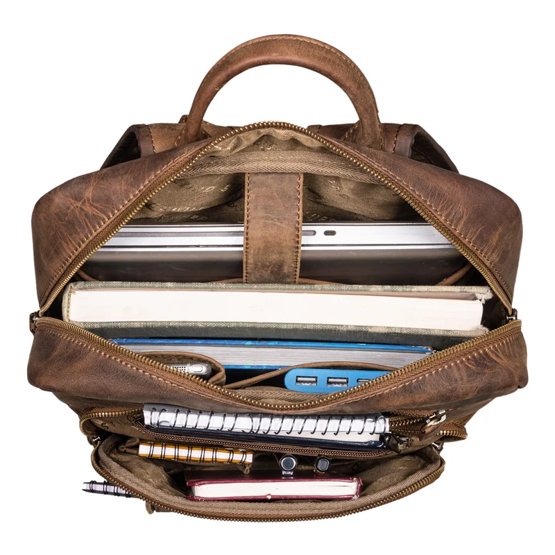 "Valera" Leder Business Rucksack viele Fächer Damen Herren mittelgroß