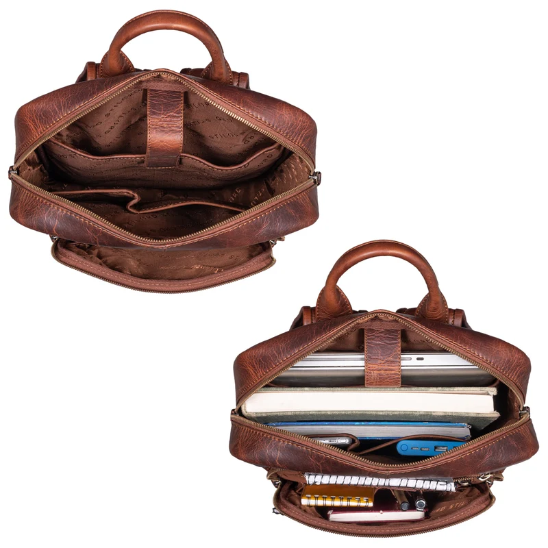 "Valera" Leder Business Rucksack viele Fächer Damen Herren mittelgroß