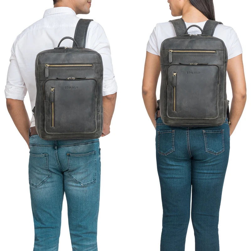 "Valera" Leder Business Rucksack viele Fächer Damen Herren mittelgroß