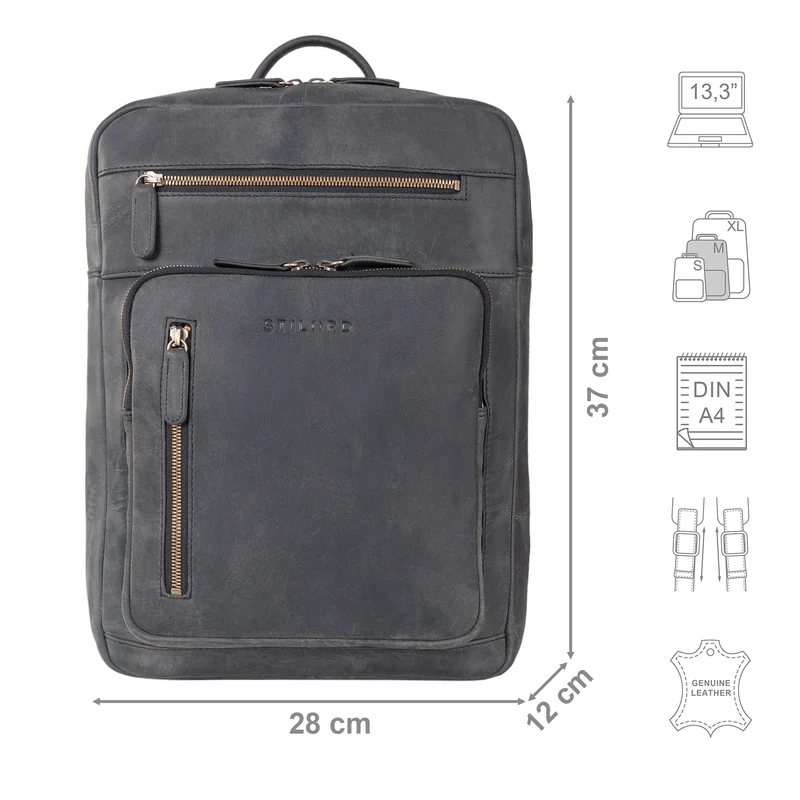 "Valera" Leder Business Rucksack viele Fächer Damen Herren mittelgroß