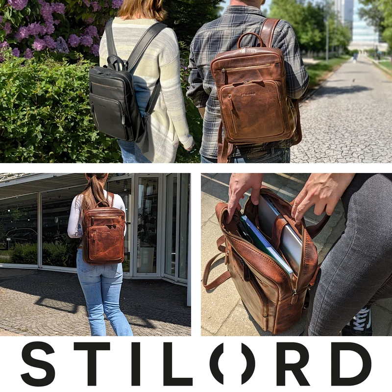 "Valera" Leder Business Rucksack viele Fächer Damen Herren mittelgroß