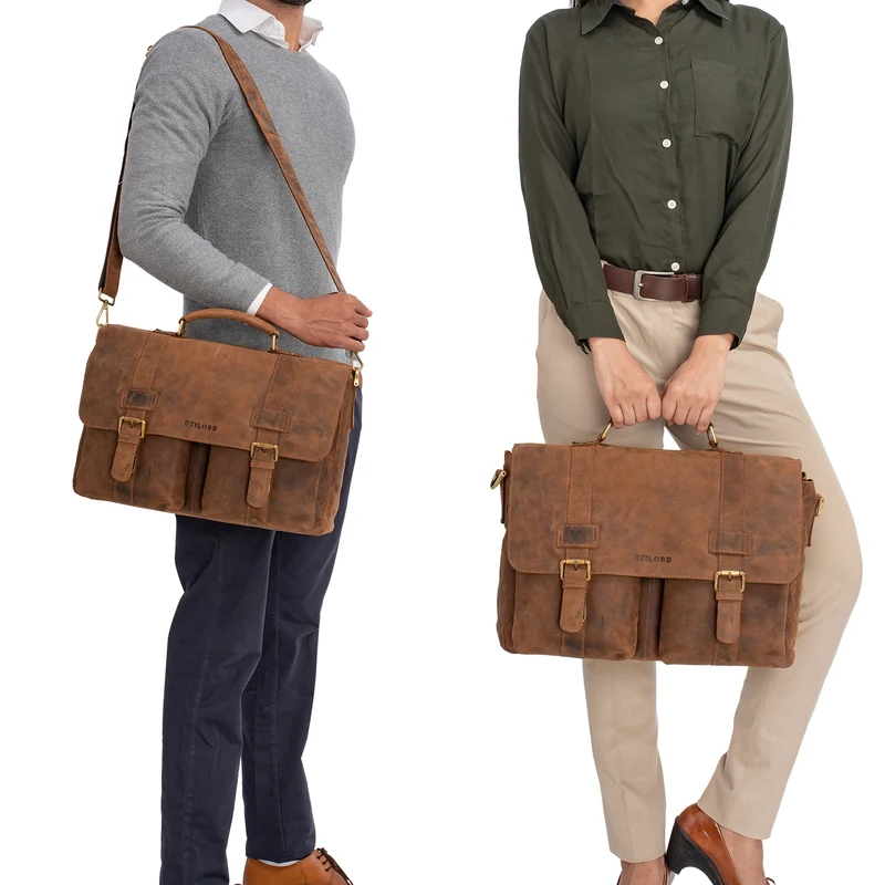 B-WARE "Zeus" Große Leder Aktentasche Vintage