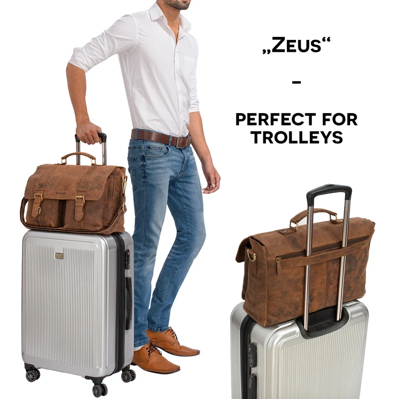 B-WARE "Zeus" Große Leder Aktentasche Vintage