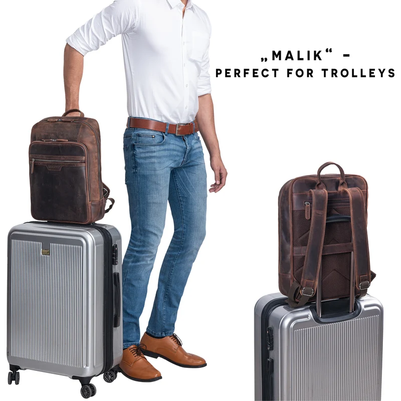 B-WARE "Malik" Business Rucksack Leder Groß