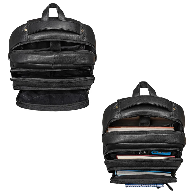 "Keno" Zeitloser Leder Rucksack mit Laptopfach 15,6 Zoll