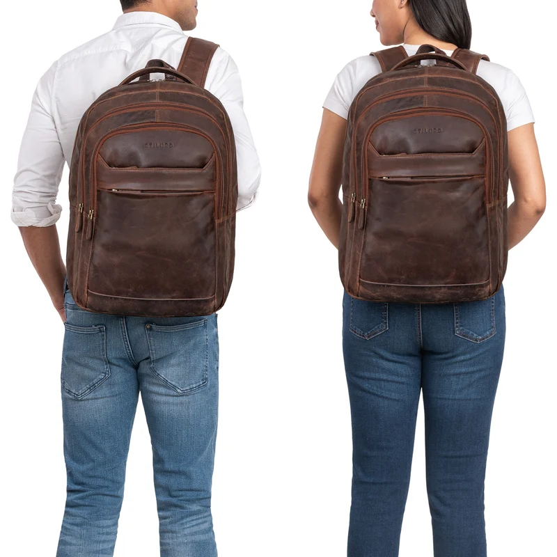 "Keno" Zeitloser Leder Rucksack mit Laptopfach 15,6 Zoll