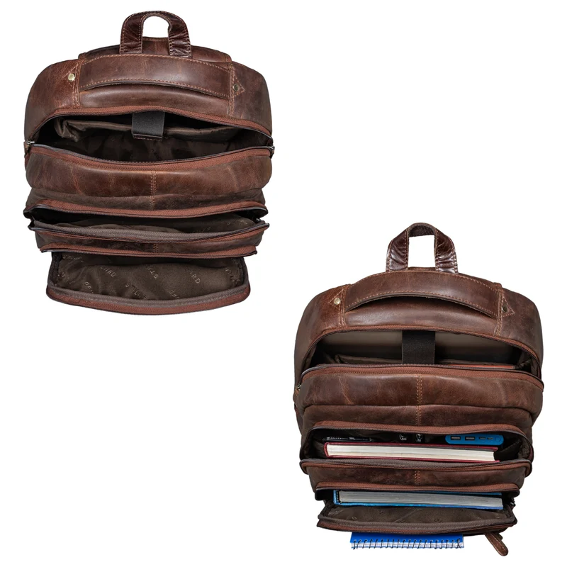 "Keno" Zeitloser Leder Rucksack mit Laptopfach 15,6 Zoll