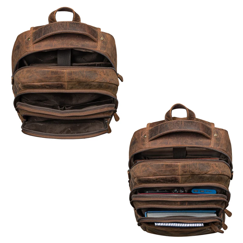 "Keno" Zeitloser Leder Rucksack mit Laptopfach 15,6 Zoll