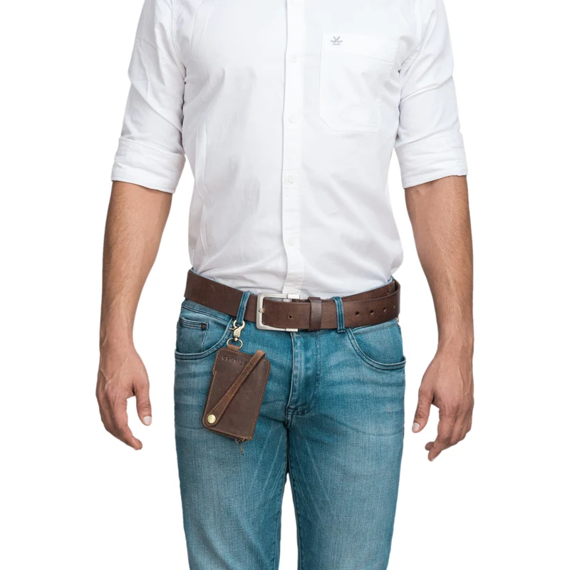 "Eamon" Schlüsselglocke Leder mit Karabiner Damen und Herren klein