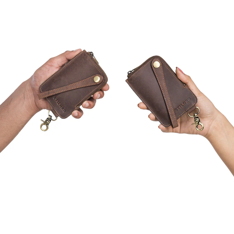 "Eamon" Schlüsselglocke Leder mit Karabiner Damen und Herren klein