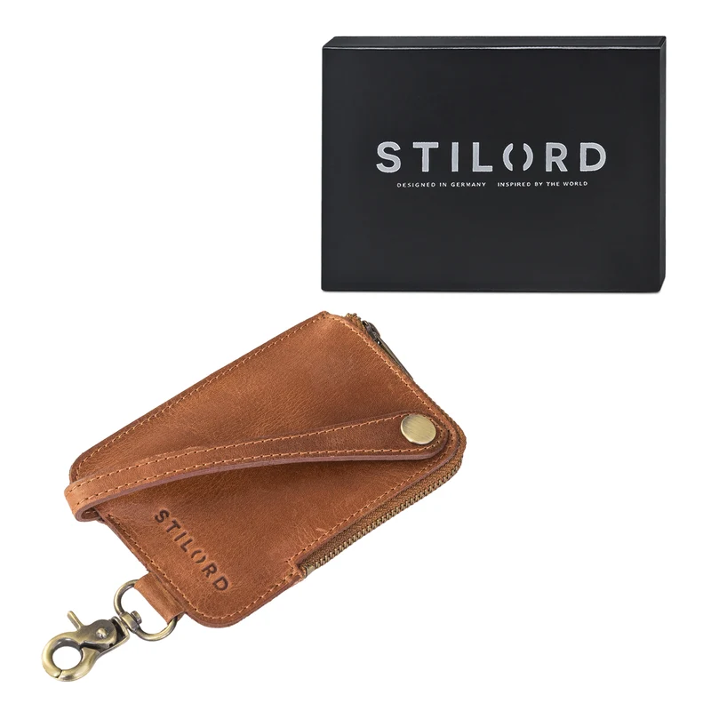 "Eamon" Schlüsselglocke Leder mit Karabiner Damen und Herren klein