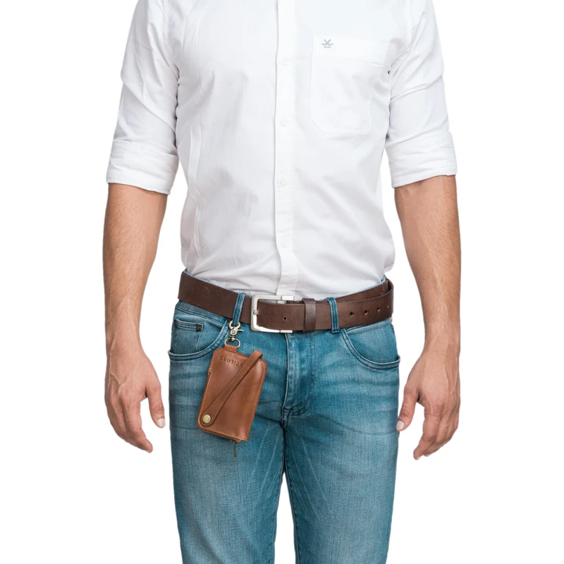 "Eamon" Schlüsselglocke Leder mit Karabiner Damen und Herren klein