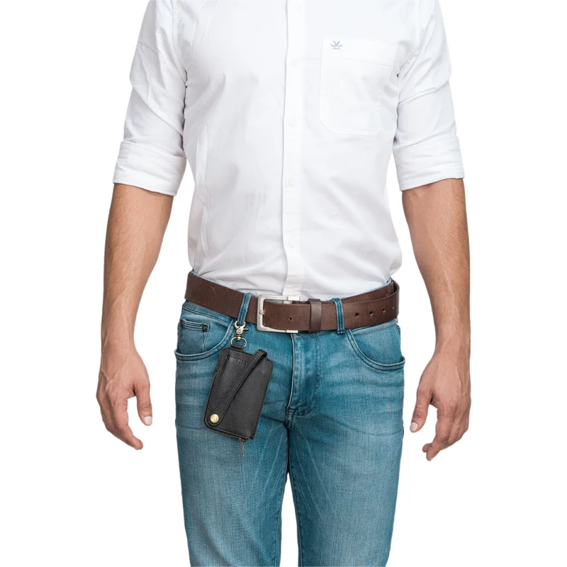 "Eamon" Schlüsselglocke Leder mit Karabiner Damen und Herren klein