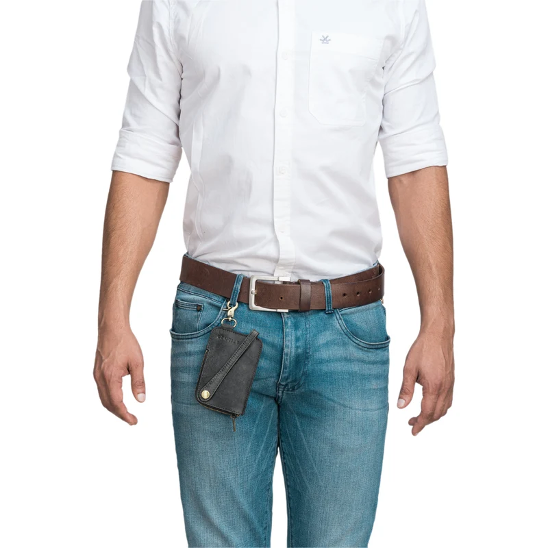 "Eamon" Schlüsselglocke Leder mit Karabiner Damen und Herren klein