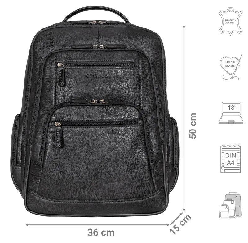 "Igor" Leder Rucksack mit Laptop-Fach 18 Zoll Groß Damen und Herren