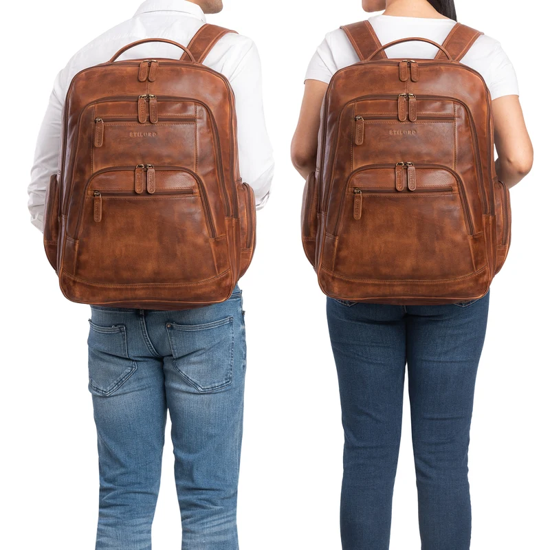 "Igor" Leder Rucksack mit Laptop-Fach 18 Zoll Groß Damen und Herren