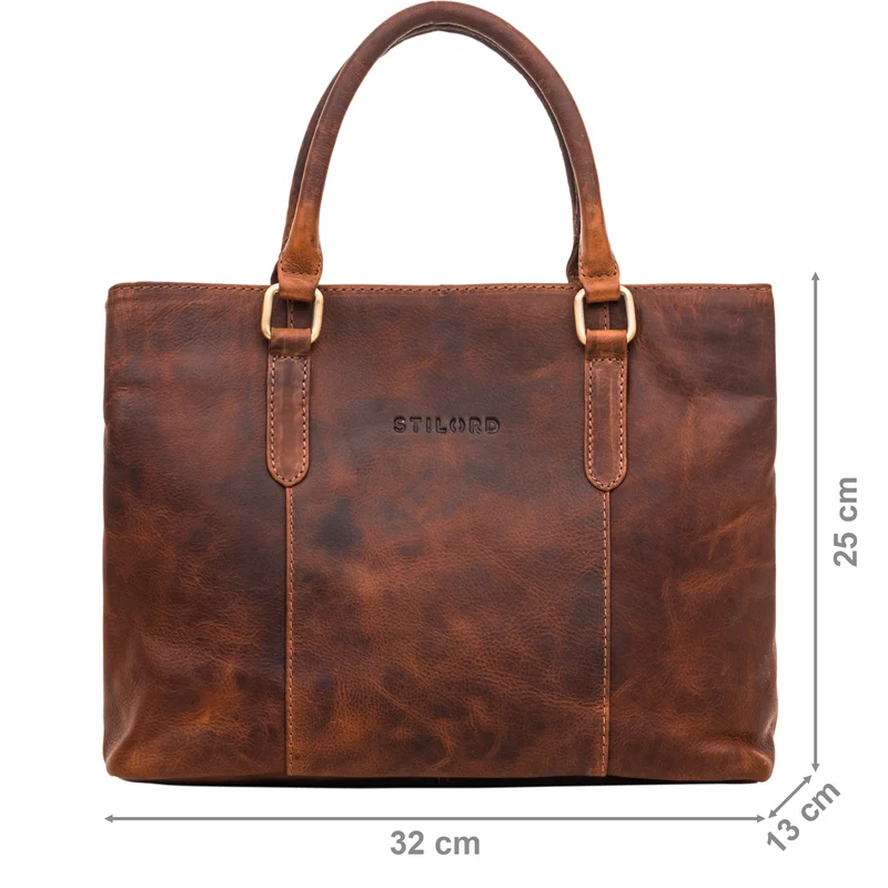 "Lexa" Handtasche Damen mittelgroß Leder und Echtleder Bürotasche
