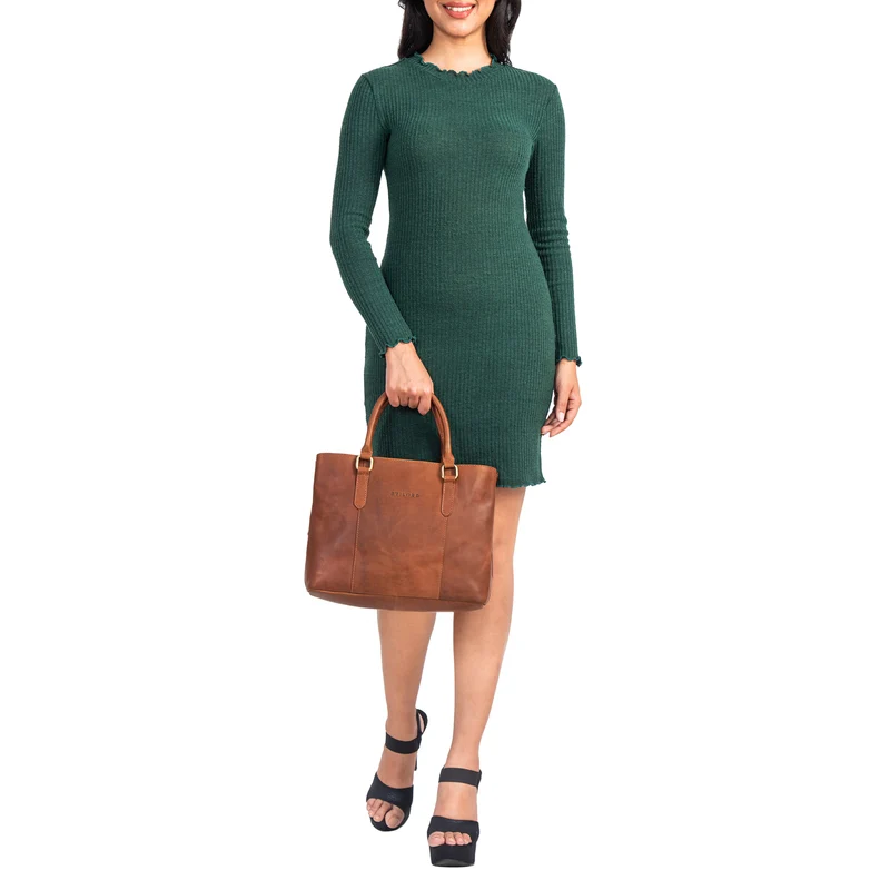 "Lexa" Handtasche Damen mittelgroß Leder und Echtleder Bürotasche