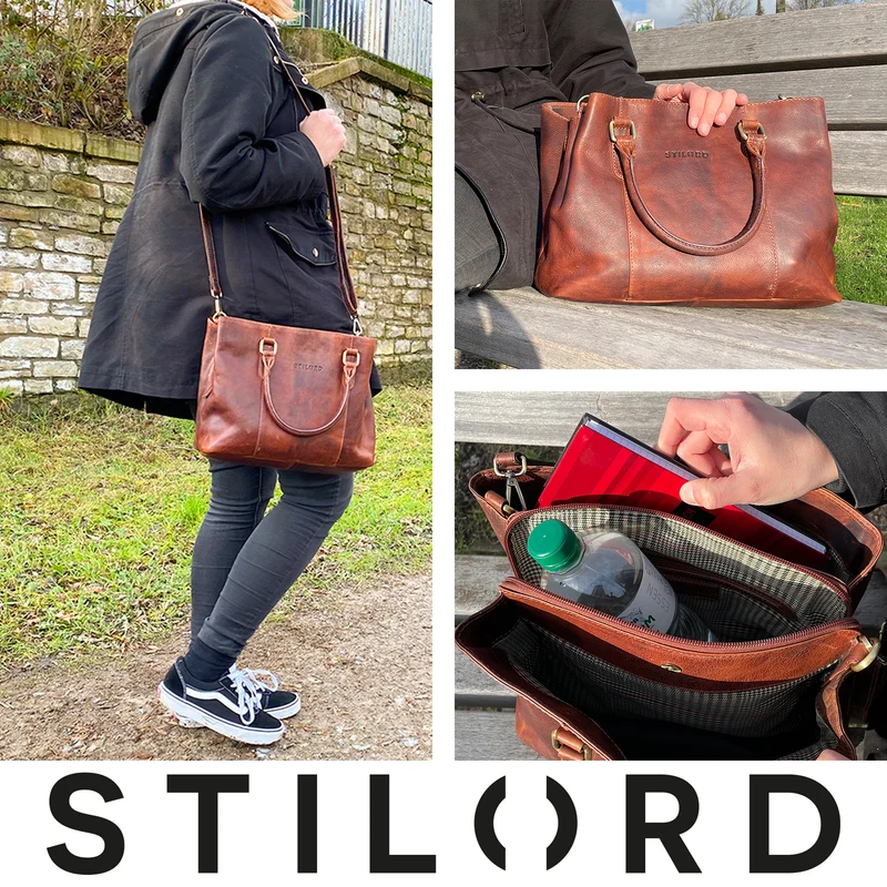 "Lexa" Handtasche Damen mittelgroß Leder und Echtleder Bürotasche