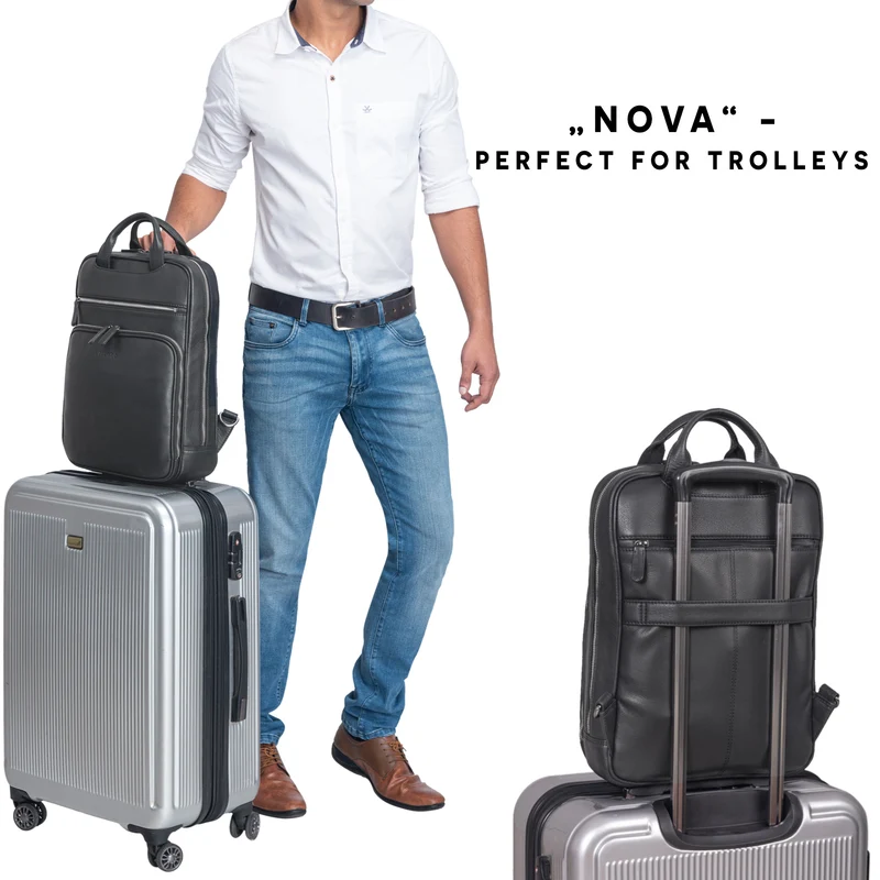 "Nova" Moderner Echt-Leder Rucksack Notebook 13,3 Zoll Damen / Herren