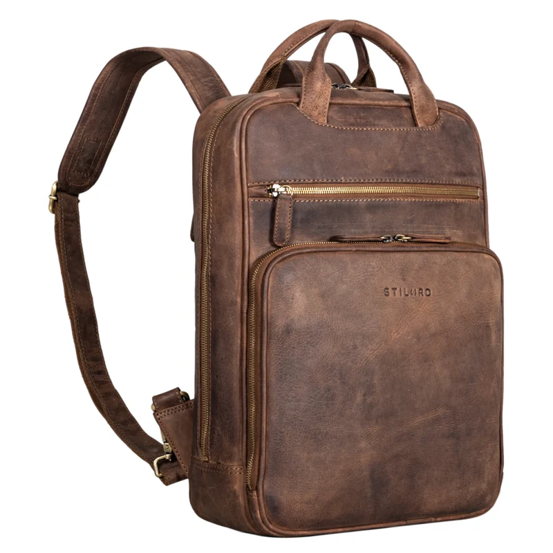 "Nova" Moderner Echt-Leder Rucksack Notebook 13,3 Zoll Damen / Herren