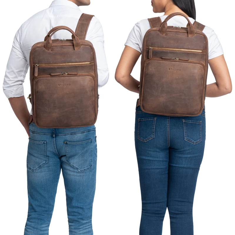 "Nova" Moderner Echt-Leder Rucksack Notebook 13,3 Zoll Damen / Herren