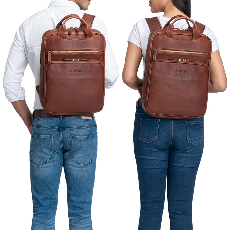 "Nova" Moderner Echt-Leder Rucksack Notebook 13,3 Zoll Damen / Herren